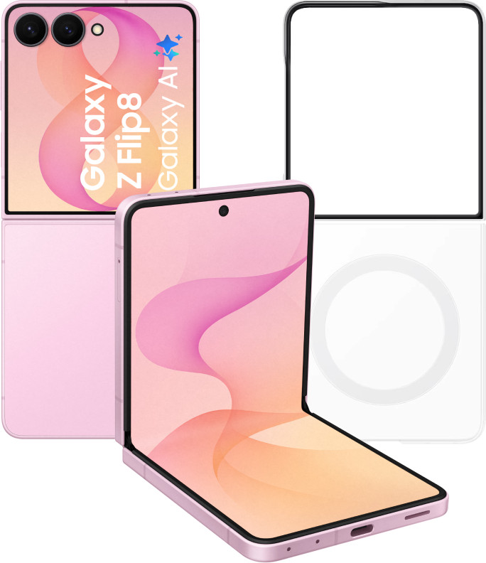Samsung Galaxy Z Flip 8 512GB Pink 5G + Samsung Back Cover with Magnet Transparent Main Image