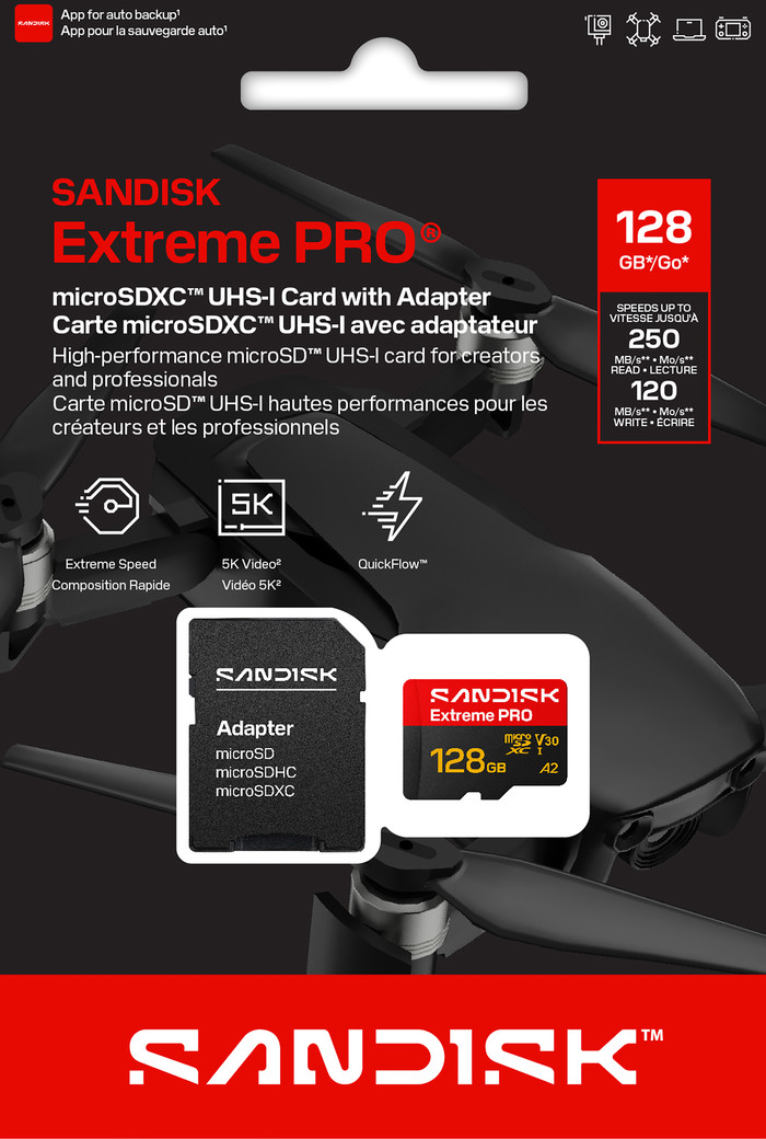 SANDISK Extreme PRO microSDXC 128GB 120 MB/s verpackung