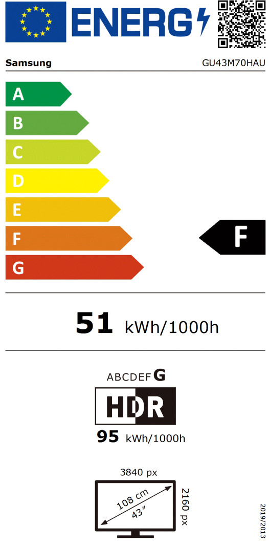 Samsung 43 Zoll Mini-LED M70H 4K (2026) energielabel