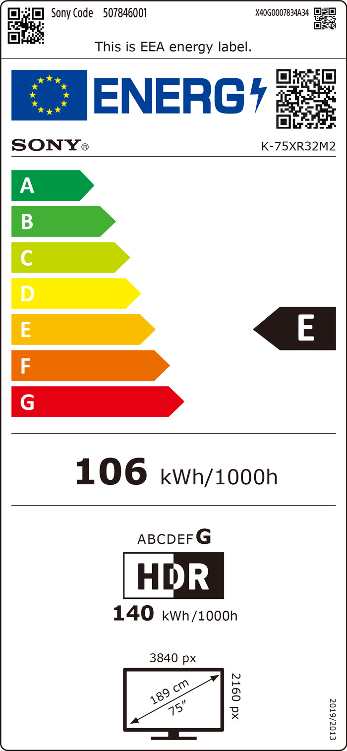 Sony Bravia 3 II LED 75" (2026) DE energielabel