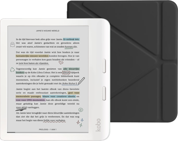 Kobo Libra Colour Weiß + BlueBuilt Book Case Schwarz Main Image