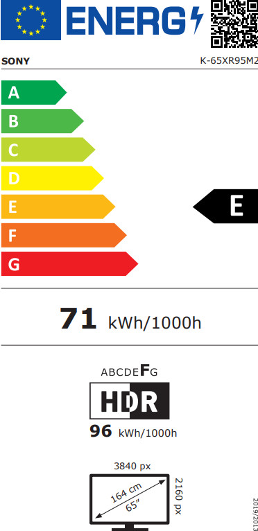 Sony Bravia 9 II True RGB 65 inches (2026) energy label