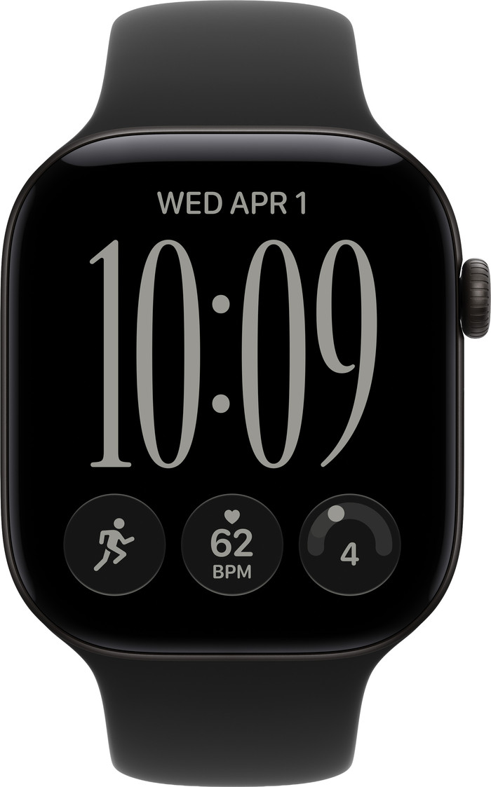 Apple Watch Series 12 Cellular 46 mm Schwarz Sportarmband S/M vorne