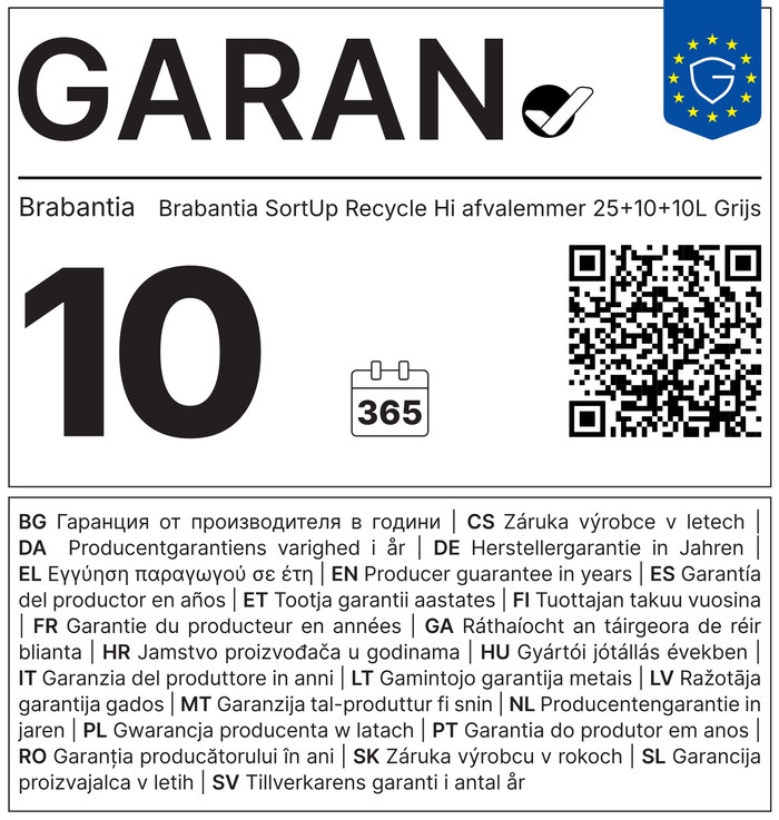 Brabantia SortUp Recycle Hi Mülleimer 25+10+10L Grau