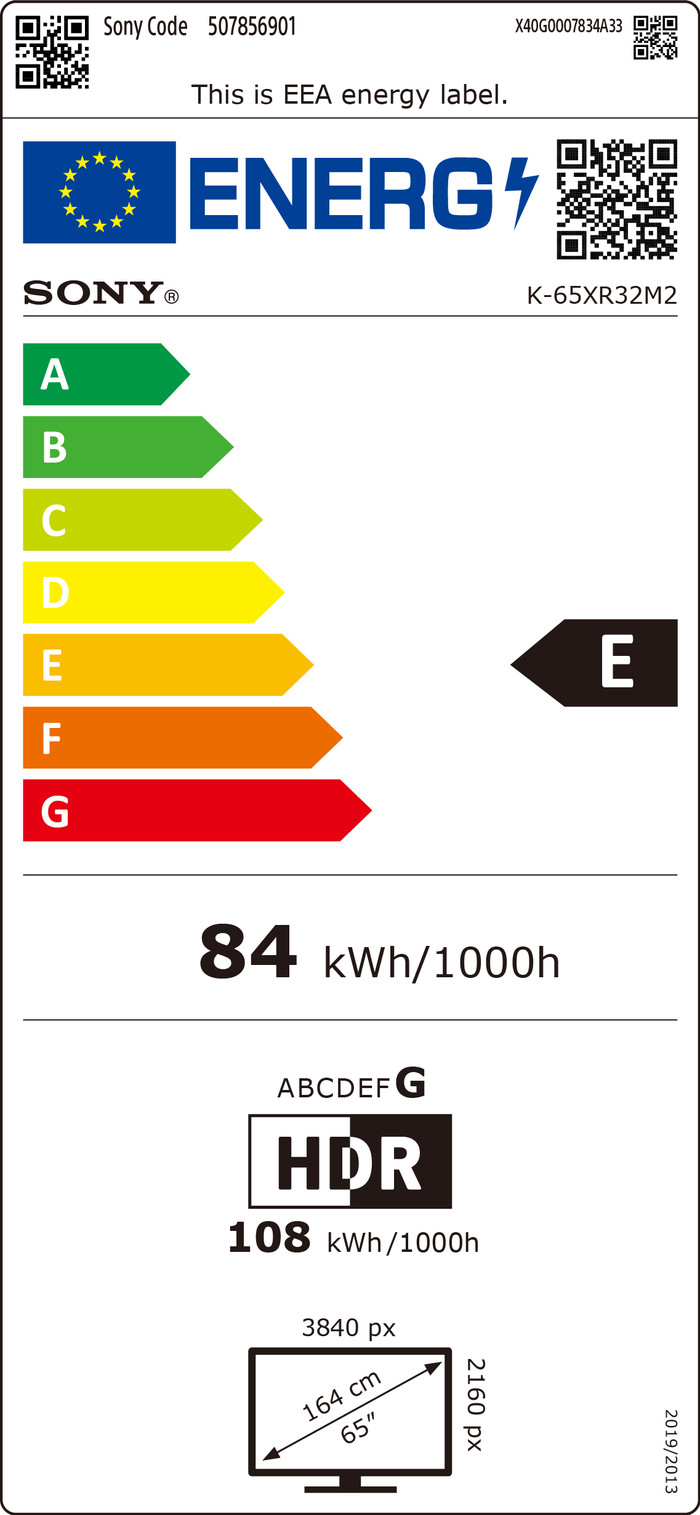 Sony Bravia 3 II LED 65" (2026) DE energielabel