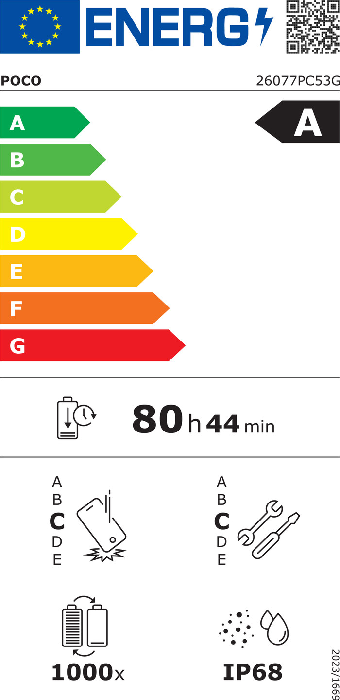 POCO F9 Pro 256GB Weiß 5G energielabel
