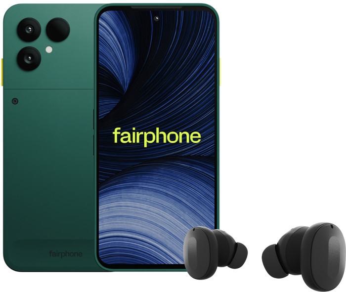 Fairphone 6+ 256GB Grün 5G + Fairbuds Wireless Schwarz Main Image