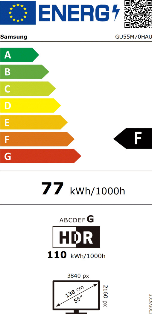 Samsung 55 Zoll Mini-LED M70H 4K (2026) energielabel