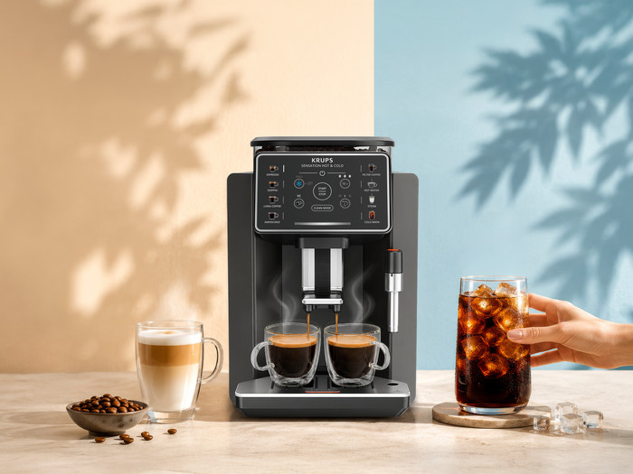 Krups Sensation Hot & Cold EA913H Black product in use