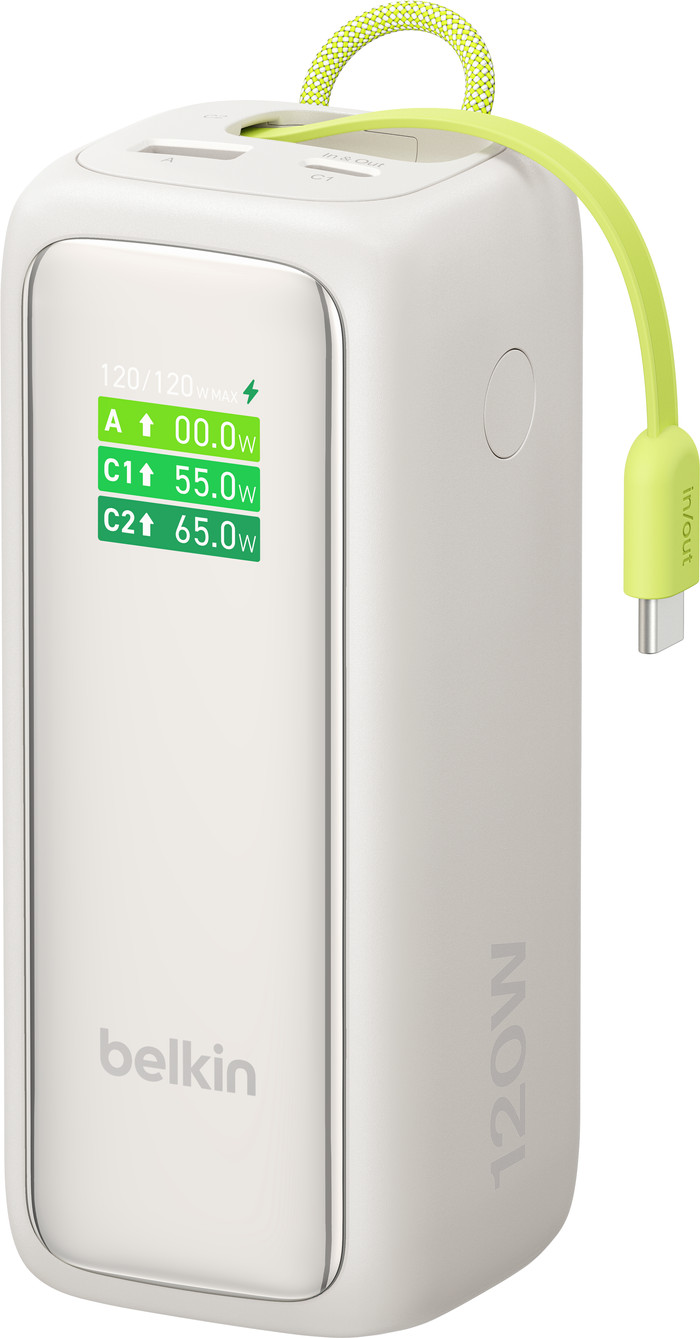 Belkin Powerbank 22.000 mAh mit Schnellladefunktion 120 Watt Beige vorne