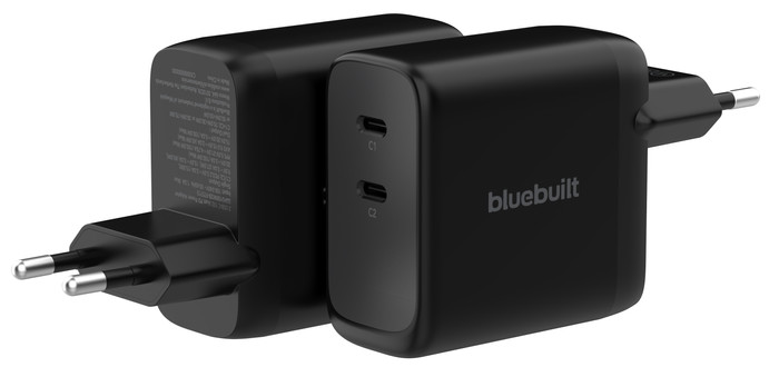 BlueBuilt 100-Watt-GaN-Ladegerät mit 2 USB-C-Ports Schwarz Verbundprodukt