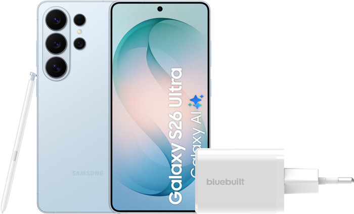 Samsung Galaxy S26 Ultra 256GB Hellblau 5G + BlueBuilt Ladegerät 65 Watt Weiß Main Image