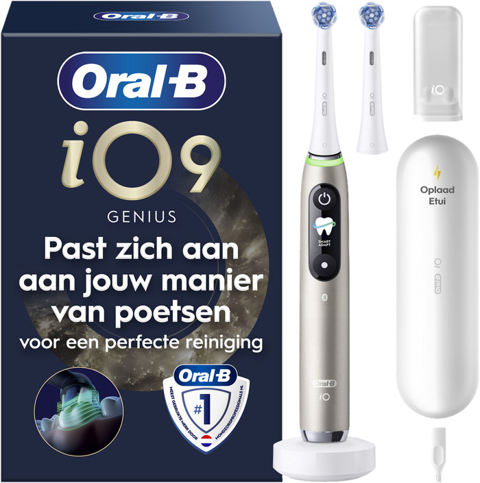 Oral-B iO 9 Gold with white brush head accessory