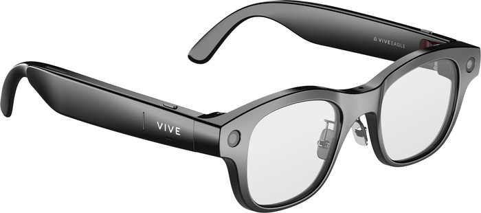HTC VIVE Eagle AI Glasses Transparent Rectangular Black left side