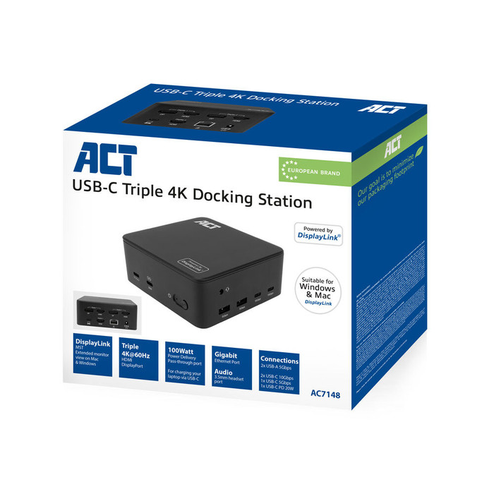 ACT USB-C Triple 4K DisplayLink Dockingstation verpackung