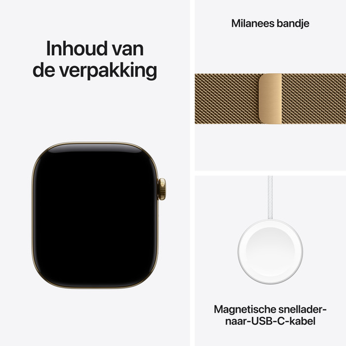 Apple Watch Series 12 Cellular 46 mm Titan Gold Milanaise Armband M/L visueller lieferant