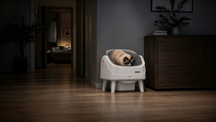 Mova Automatic Cat Litter Box LB10 Air White product in use