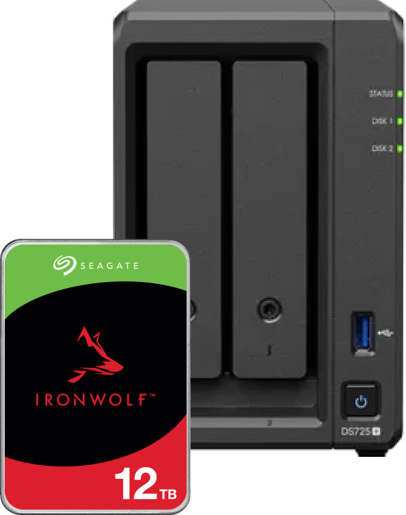 Synology DS725+ + Seagate Ironwolf 12 TB Main Image