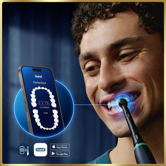 Oral-B iO 9n Rose Quartz und Onyx Schwarz Doppelpack Special Edition produkt in gebrauch