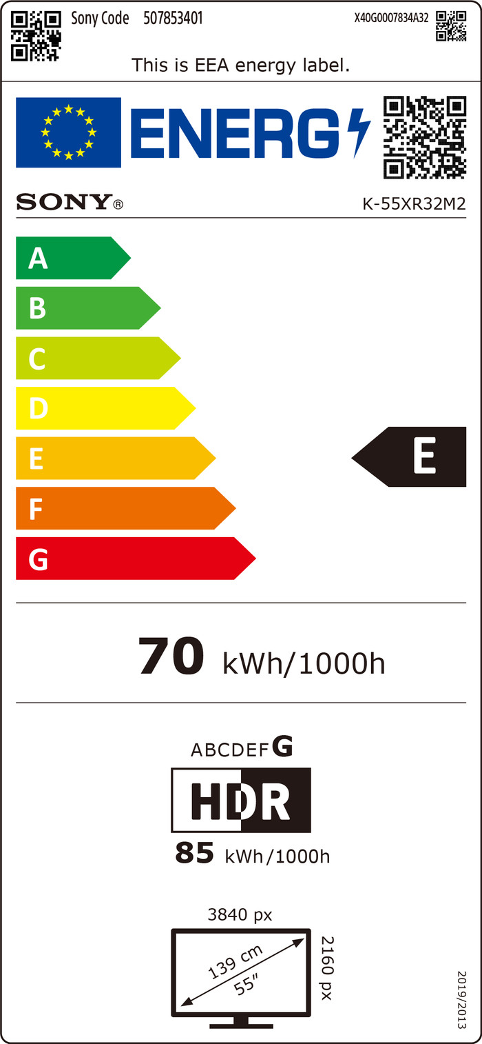Sony Bravia 3 II LED 55" (2026) DE energielabel