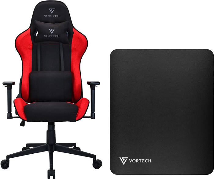 Vortech Essential Gaming-Stuhl Rot + Vortech Bodenschutzmatte Schwarz Main Image