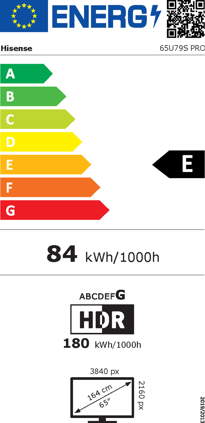 Hisense ULED 65 inches U79S PRO (2026) energy label