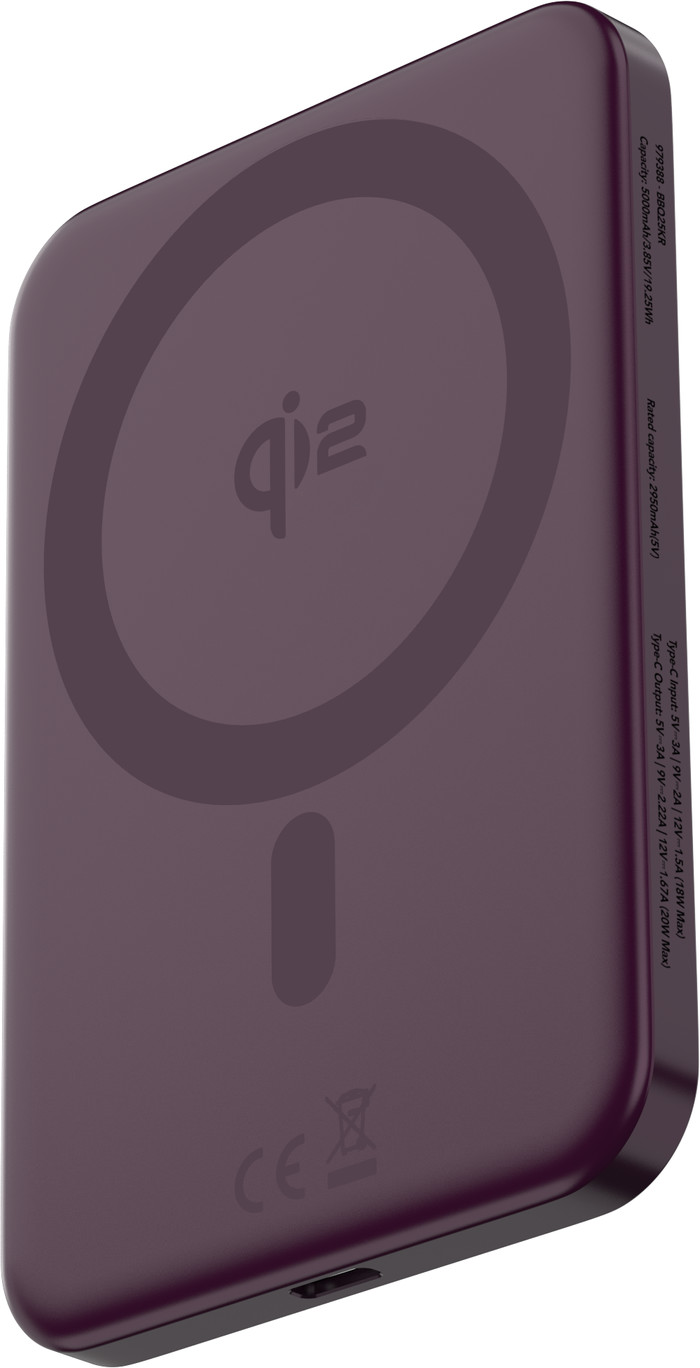 BlueBuilt Wireless Powerbank mit Qi2 und MagSafe 5.000 mAh mit Schnellladen 20 Watt Rot rechte seite