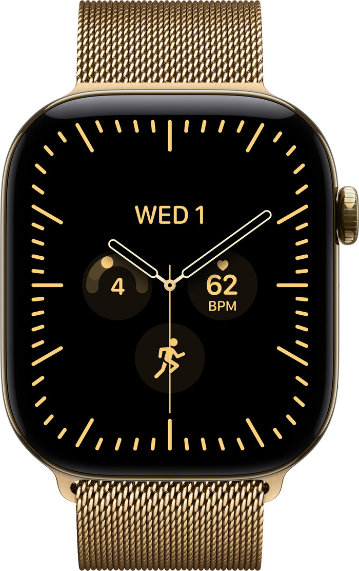 Apple Watch Series 12 Cellular 46 mm Titan Gold Milanaise Armband M/L vorne