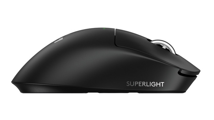 Logitech G PRO X Superlight 2 DEX Lightspeed Kabellose Gaming-Maus Schwarz linke seite