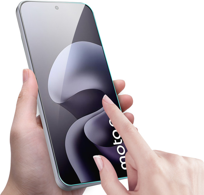Just In Case Tempered Glass Motorola Moto G67 / G77 Panzerglas produkt in gebrauch