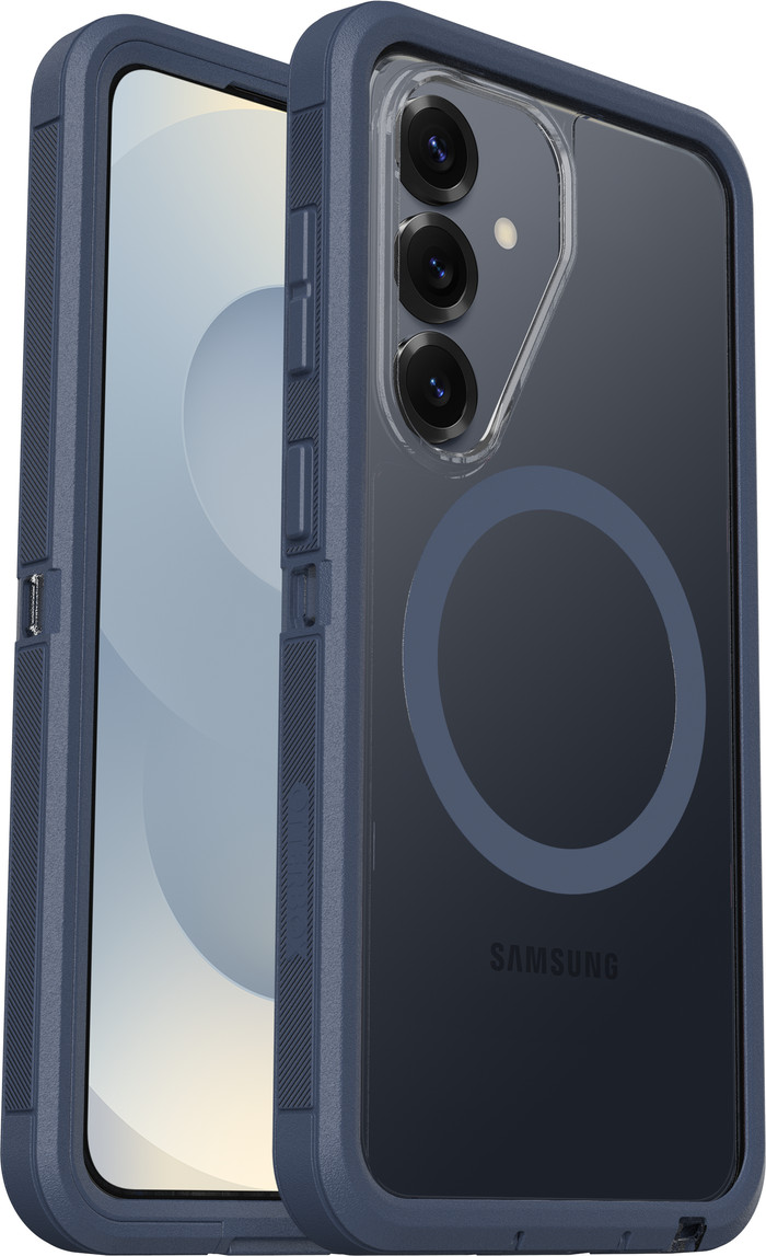 OtterBox Defender Samsung Galaxy S26 Back Cover with Magnet Transparent Blue Belt right side