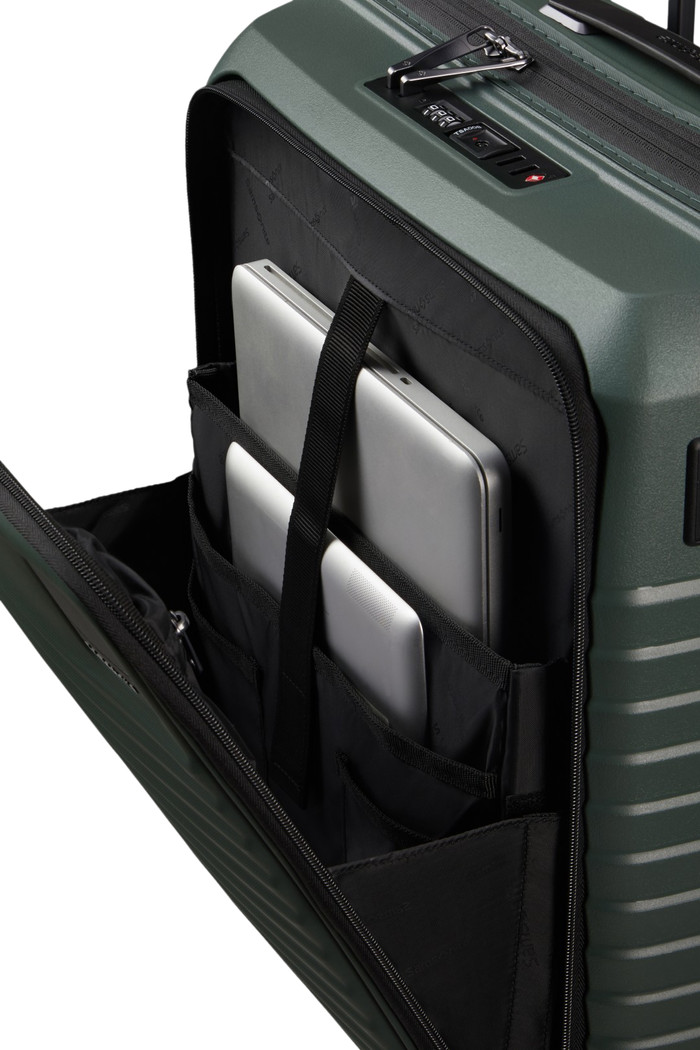 Samsonite Intuo Spinner Easy Access Expandable 55 cm Olive Green produkt in gebrauch