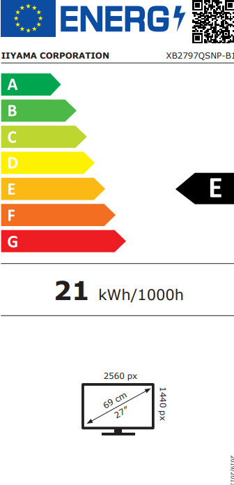 iiyama ProLite XB2797QSNP-B1 energielabel