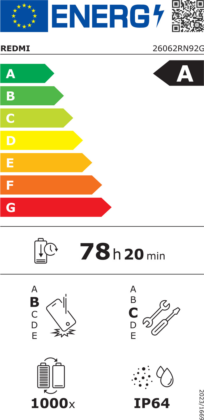 Redmi 17 256GB Blau 5G energielabel