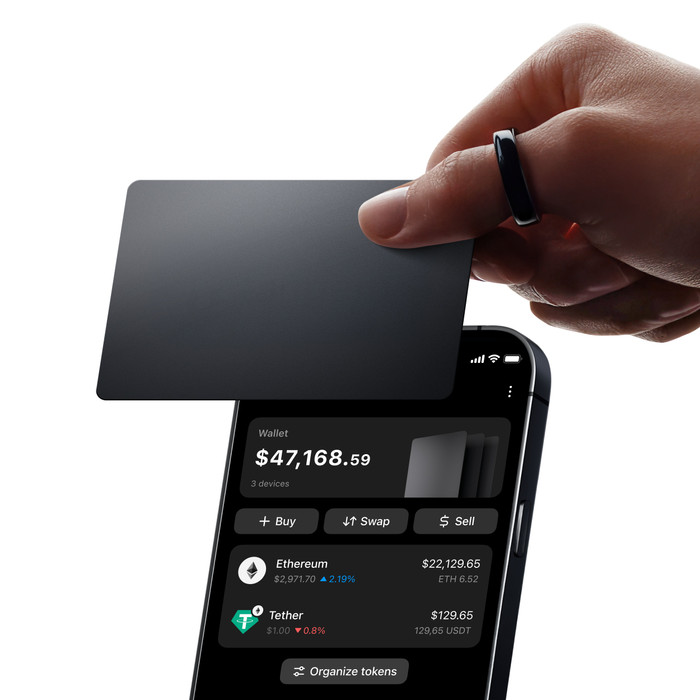 Tangem Wallet 2.0 - Secure Crypto Cold Wallet - 3 Card Set Stealth visual supplier