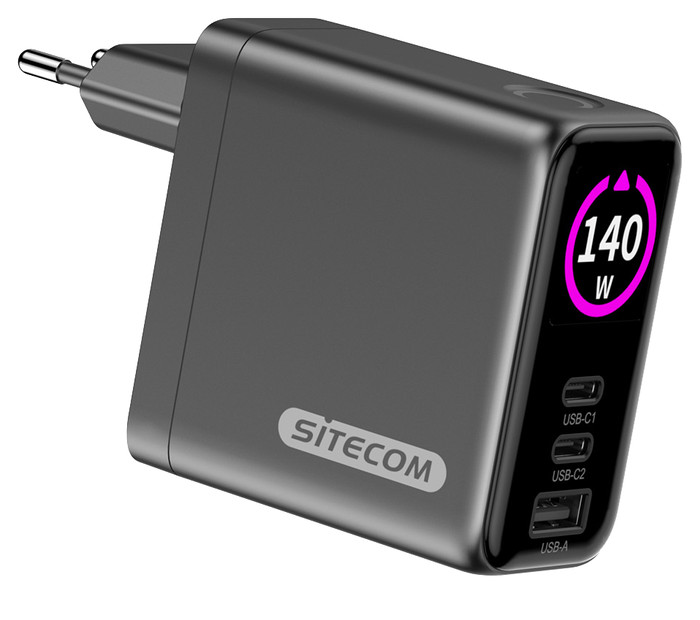 Sitecom 140 W GaN Ladegerät mit LED-Display vorne