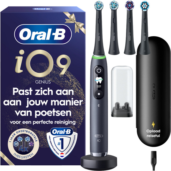 Oral-B iO 9 Schwarz Holiday Edition mit 4 Aufsteckbürsten zubehör