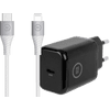 BlueBuilt Power-Delivery-Ladegerät 30 W Schwarz + Lightning-Kabel 1,5 m Nylon Weiß