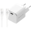 BlueBuilt Power-Delivery-Ladegerät 30 W + USB-C-Kabel 3 m Nylon Weiß