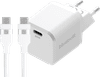 BlueBuilt 65 W GaN-USB-C-Ladegerät Weiß + USB-C-Kabel 240 W 2 m Nylon Weiß