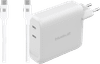 BlueBuilt 140-Watt-GaN-Ladegerät mit 2 USB-C-Ports Weiß + BlueBuilt USB-C-Kabel 240 W 2 m Nylon
