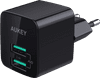 Aukey USB-A-Ladegerät mit zwei Anschlüssen, 4,8 A, Schwarz