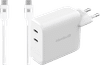 BlueBuilt 100-Watt-GaN-Ladegerät mit 2 USB-C-Ports Weiß + BlueBuilt USB-C-Kabel 240 W 2 m Nylon