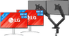 LG 27UP83AK-W Doppelpack + BlueBuilt Monitorhalterung Mechanische Feder für 2 Monitore