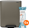 Brabantia Bo Pedal Bin 2x 30L Platinum + Trash Bags (120 units)