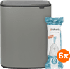 Brabantia Bo Touch Bin 2x 30L Mineral Concrete Grey + Trash Bags (120 units)
