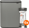 Brabantia Bo Touch Bin 60L Mineral Concrete Gray + Trash Bags (120 units)