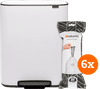 Brabantia Bo Pedal Bin 60L White + Trash Bags (120 units)