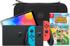 Nintendo Switch OLED Blau/Rot + Animal Crossing New Horizons + Bluebuilt Travel Case