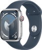Apple Watch Series 9 4G 45 mm Silber Aluminium Sportarmband Blau M/L